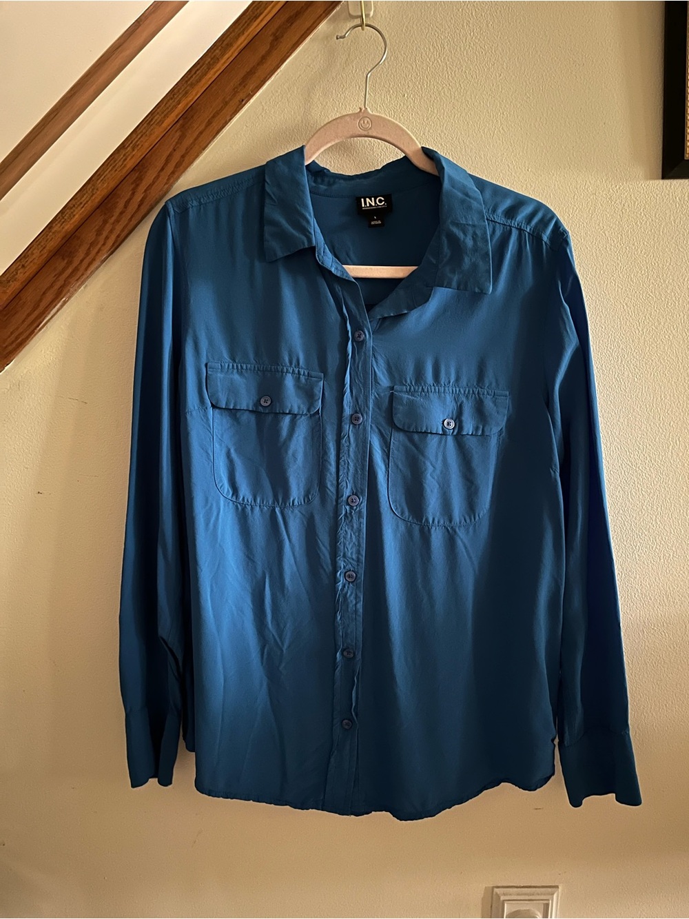 INC International Concepts Bright Blue Collar Shirt